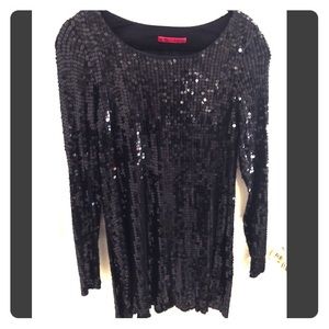 VELVET Brand - Black Sequin Mini Dress Size Small